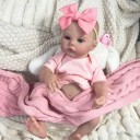 Muñeca Reborn niña 43 cm Muñeca de vinilo realista con ojos azules Ropa Chupete Biberón Certificado de nacimiento Regalo Decoración 2