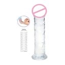 Műpénisz 21 x 4,5 cm valósághű erezettel és tapadókoronggal + ujjpersely kiemelkedésekkel a vaginális és anális élvezetért, diszkrét 5