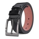 Musta miesten vyö aitoa nahkaa 3,8 cm Elegantti nahkavyö housuihin klassisella metallisoljella Tyylikäs asuste arkeen ja juhlaan 2