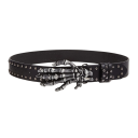 Musta nahkavyö metalliniiteillä 105 x 3,8 cm Luurankomainen käsisolki Rock-tyylinen goottilainen muotiasuste Unisex punk-vyö 1