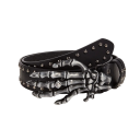 Musta nahkavyö metalliniiteillä 105 x 3,8 cm Luurankomainen käsisolki Rock-tyylinen goottilainen muotiasuste Unisex punk-vyö 3