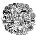 Mustavalkoiset tarrat goottilaisilla teemoilla 50 kpl PVC-tarrapaketti kooltaan 3–7 cm Tummassa tyylissä kauhujen ja mystiikan ystäville 5