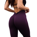 Naadloze sportlegging met hoge taille voor dames, V-hals op de buik, elastische fitnessbroek voor yogatraining, push-up effect 10
