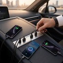 Nabíjací dok pre Teslu Model Y Juniper 2025-2026 a Model 3 Highland 2024-2026 4 Porty USB-C a USB Až 65 W Strieborný Do stredovej konzoly 5