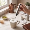 Nabíjací napenič mlieka CREATEPRO MF121 Nerezový 2 rýchlosti 11000 ot./min Nabíjanie USB-C S úložným puzdrom Strieborný Na latte a kávu 3