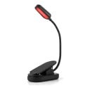 Nabíjacia LED lampička na knihu s klipom Červené svetlo 620 nm Bez modrého svetla 3 úrovne jasu 1000 mAh USB-C Čierna Na čítanie v noci 9