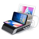 Nabíjacia stanica pre telefóny a tablety Bezdrôtová nabíjacia plocha Porty 3x USB a USB-C Výstupný prúd až 2,4 A Rozdeľovacie destičky Čierna 2