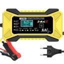 Nabíjačka autobatérií 12 V 6 A Inteligentná automatická opravná nabíjačka s LCD displejom pre olovené, AGM, GEL, EFB a LiFePO4 akumulátory EU 2