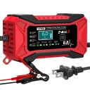 Nabíječka autobaterií 12 V 6 A Inteligentní automatická opravná nabíječka s LCD displejem pro olověné, AGM, GEL, EFB a LiFePO4 akumulátory EU zásuvka 1