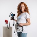 Nabíječka pro elektromobily 11 kW 16 A 3fázová, nástěnný wallbox CEE na Type 2, LCD displej a Wi-Fi, IP54, bílá, domácí i mobilní nabíjení 3
