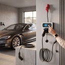 Nabíječka pro elektromobily 11 kW 16 A 3fázová, nástěnný wallbox CEE na Type 2, LCD displej a Wi-Fi, IP54, bílá, domácí i mobilní nabíjení 6