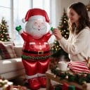 Naflabil Santa Claus Stând Balon Decorațiune de Crăciun 64 x 124 cm Roșu cu Mânuși Verzi Decorațiune pentru Petrecere de Crăciun și Sărbătoare 4