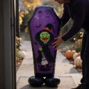 Nafukható koporsó lufival és boszorkánnyal Halloweeni dekoráció 110 x 57 cm Fóliás lufi Lila és fekete Dekoráció Halloweenra és bulira 2