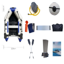 Nafukovací čln pre 3 osoby S pádly a pumpou 230 x 126 cm Odolný PVC plášť 0,9 mm Nosnosť 220 kg Modro-biely Na rybolov a vodné športy 2