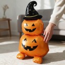 Nafukovací dýně s čarodějnickým kloboukem Stojící balónek Halloweenská dekorace Dvě dýně nad sebou Oranžovočerná párty výzdoba na Halloween 3