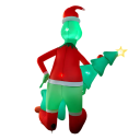 Nafukovací Grinch s vánočním stromečkem 2,1 m vánoční dekorace s LED osvětlením zelená venkovní pro zahradu svítící 2