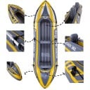 Nafukovací kajak pre 2 osoby 350 x 78 x 52 cm Nosnosť 180 kg Odolný PVC plášť Žlto-šedý s pádly a pumpou Na vodné výlety aj rybárčenie 3