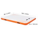 Nafukovací plovoucí molo na vodu 305 x 244 x 15 cm Protiskluzový plast PVC se žebříkem a pumpou Oranžovo-bílé Na plavání jógu i opalování 2