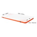 Nafukovací plovoucí molo na vodu 457 x 183 x 15 cm Protiskluzový plast PVC se žebříkem a pumpou Oranžovo-bílé Na plavání jógu i opalování 2