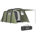 Nafukovací rodinný tunelový stan pre 3-6 osôb 440 x 280 x 195 cm polyesterová tkanina 210T a PE zelený na kempovanie s pumpou 1