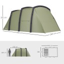 Nafukovací rodinný tunelový stan pre 3-6 osôb 440 x 280 x 195 cm polyesterová tkanina 210T a PE zelený na kempovanie s pumpou 2