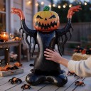 Nafukovací strašák s dýňovou hlavou Stojací balónek Halloweenská postava so zdvihnutými rukami Čiernooranžová párty dekorácia na Halloween 2