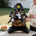Nafukovací strašidelný dům s nápisem Happy Halloween Stojící balónek Halloweenská dekorace Černý s duchy Párty výzdoba na oslavu 5