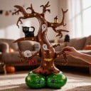 Nafukovací strašidelný strom Stojící balónek Halloweenská dekorace 87 x 126 cm Hnědý se zeleným podstavcem Párty dekorace na Halloween 2