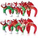 Nafukovací vánoční čelenky 10 ks Balónkové čelenky Santa sněhulák sob a čepice Merry Christmas Červené a zelené Na vánoční besídku 1