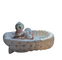 Nafukovacia detská vanička s motívom medveďa, 90 × 55 × 30 cm, PVC materiál, biela farba, pre kúpanie bábätiek doma aj na cestách 2