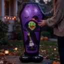 Nafukowany balonik trumna z czarownicą Halloweenska dekoracja 110 x 57 cm Foliówka Fioletowa i czarna Dekoracja na Halloween i imprezę 3