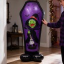 Nafukowany balonik trumna z czarownicą Halloweenska dekoracja 110 x 57 cm Foliówka Fioletowa i czarna Dekoracja na Halloween i imprezę 6