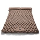 Nafukująca karimata dla 2 osób z wbudowaną pompką 200 × 120 × 5 cm nylon zintegrowana poduszka 17 cm lekka 1,2 kg do kempingu 4