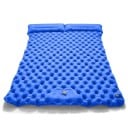 Nafukująca karimata dla 2 osób z wbudowaną pompką 200 × 120 × 5 cm nylon zintegrowana poduszka 17 cm lekka 1,2 kg do kempingu 3