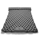 Nafukująca karimata dla 2 osób z wbudowaną pompką 200 × 120 × 5 cm nylon zintegrowana poduszka 17 cm lekka 1,2 kg do kempingu 2