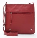 Naisten crossbody-käsilaukku vetoketjullisella etutaskulla Litteä muoto ja pitkä hihna olkapäälle PU-nahasta ja polyesteristä 23 x 25 x 2