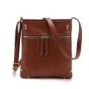 Naisten crossbody-laukku etutaskulla vetoketjulla Litteä suorakulmainen muoto Säädettävä olkahihna Koristeelliset metallinastat 4
