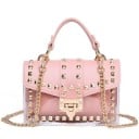 Naisten crossbody-laukku, jossa läppä, jota koristavat niitit Läpinäkyvä PVC-kappale Kultaketju Käsikahva Mitat 19 x 13 x 6 cm 3