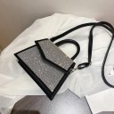 Naisten crossbody-laukku kimaltavilla kivillä Yläkahva ja irrotettava hihna Kirjekuoren muotoinen läppä PU-nahkaa ja polyesteria 19 x 2
