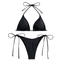 Naisten kaksiosainen bikini, kolmiorintainen rintaliivit, stringit, nauhalliset alushousut, klassinen minimalistinen, kesäinen 1