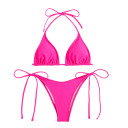 Naisten kaksiosainen bikini, kolmiorintainen rintaliivit, stringit, nauhalliset alushousut, klassinen minimalistinen, kesäinen 3