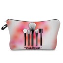 Naisten kosmetiikkapussi meikille 13,5 x 22 cm Kosmetiikkasiveltimien painatus tekstillä makeup Vaaleanpunavalkoinen värisiirtymä Vetoketju lenkillä 1