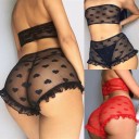 Naisten läpikuultava crop toppi ja shortsit A3073 3