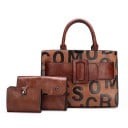 Naisten laukkujen setti 3 kpl Käsilaukku hihnalla 32 x 13 x 23 cm clutch ja keinonahkalompakko Suurten kirjainten painatus ja suuri 2