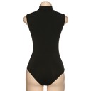 Naisten musta hihaton body 5