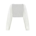 Naisten neulecardigan pitkillä hihoilla Yksivärinen crop-malli ilman nappeja Tyylikäs akryylisweater arkipäivään 9