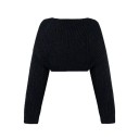 Naisten neulecardigan pitkillä hihoilla Yksivärinen crop-malli ilman nappeja Tyylikäs akryylisweater arkipäivään 7