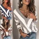 Naisten neulepusero raidoilla A2274 2