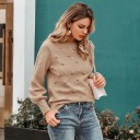 Naisten neulottu neulepusero tupsuilla G354 5