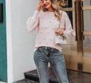 Naisten neulottu neulepusero tupsuilla G354 3